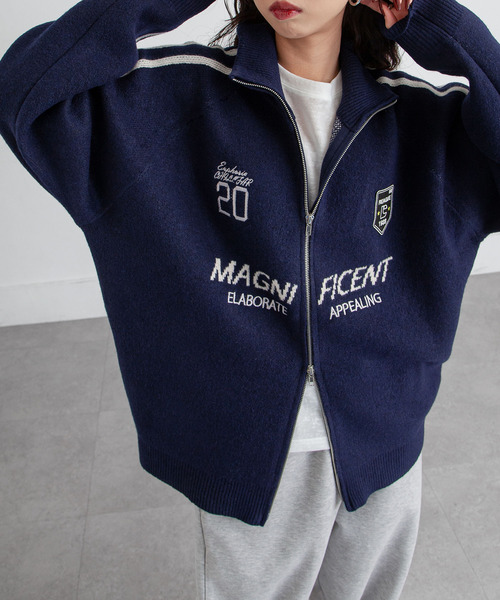 Chillfar（チルファー）の「ジップドライバーズニットトラックジャケット トラックトップ（カーディガン/ボレロ・レディース・グレー/アイボリー/ブラック/ピンク/ネイビー・FREE）」の16枚目の写真