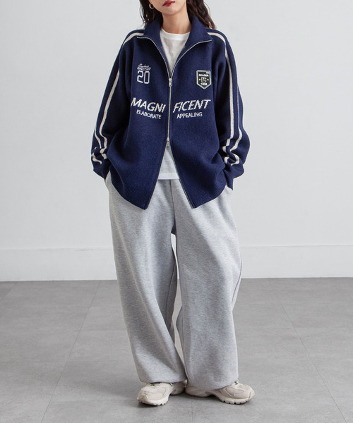 Chillfar（チルファー）の「ジップドライバーズニットトラックジャケット トラックトップ（カーディガン/ボレロ・レディース・グレー/アイボリー/ブラック/ピンク/ネイビー・FREE）」の17枚目の写真