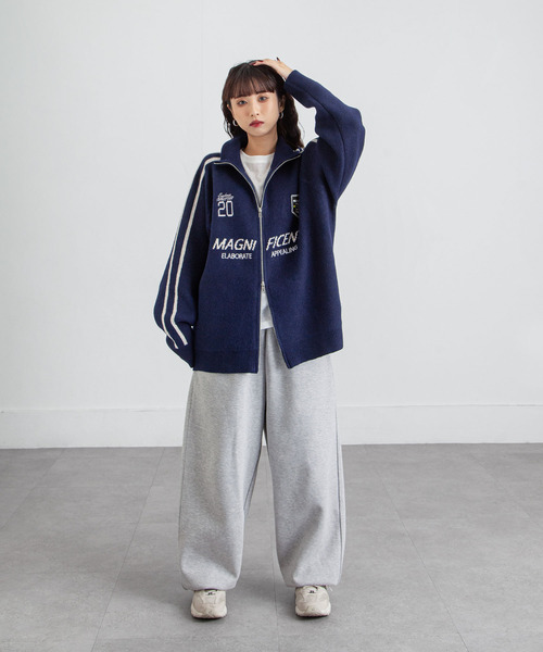 Chillfar（チルファー）の「ジップドライバーズニットトラックジャケット トラックトップ（カーディガン/ボレロ・レディース・グレー/アイボリー/ブラック/ピンク/ネイビー・FREE）」の18枚目の写真