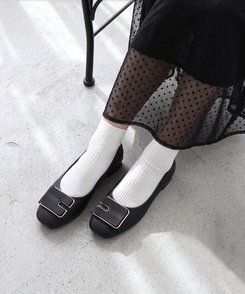 LibertyDoll(リバティードール)の「LIBERTYDOLL デザインパーツ スクエアパンプス(パンプス・レディース・ベージュ/ブラック/アイボリー・L/LL/S/M)」の1枚目の写真