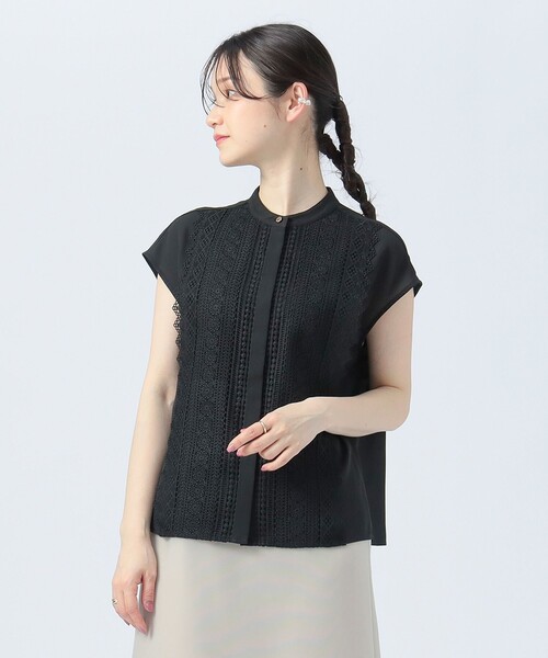 BEAMS HEART(ビームスハート)の「フロント レース フレンチ ブラウス(シャツ/ブラウス・レディース・オレンジ/オフホワイト/ブラック/サックスブルー・FREE)」の2枚目の写真