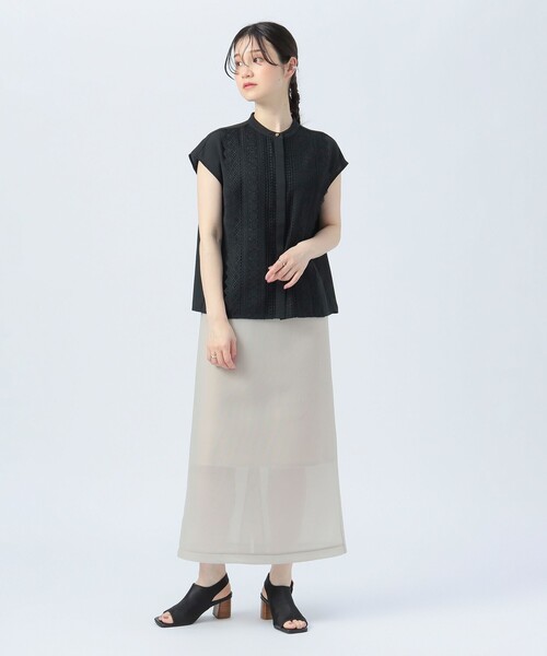 BEAMS HEART(ビームスハート)の「フロント レース フレンチ ブラウス(シャツ/ブラウス・レディース・オレンジ/オフホワイト/ブラック/サックスブルー・FREE)」の14枚目の写真