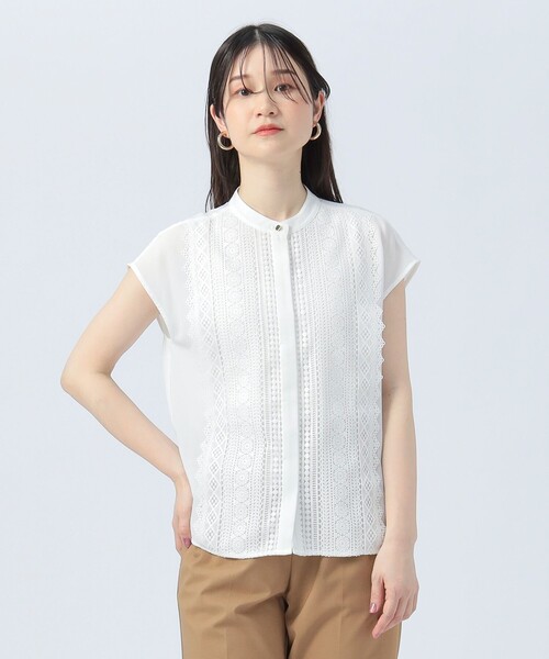 BEAMS HEART(ビームスハート)の「フロント レース フレンチ ブラウス(シャツ/ブラウス・レディース・オレンジ/オフホワイト/ブラック/サックスブルー・FREE)」の20枚目の写真