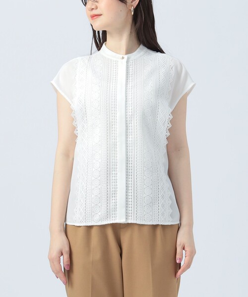 BEAMS HEART(ビームスハート)の「フロント レース フレンチ ブラウス(シャツ/ブラウス・レディース・オレンジ/オフホワイト/ブラック/サックスブルー・FREE)」の21枚目の写真