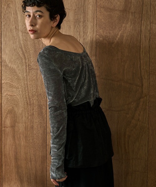 【セール】SHEER VELOUR BACKSHAN TEE（Tシャツ/カットソー）｜marjour（マージュール）