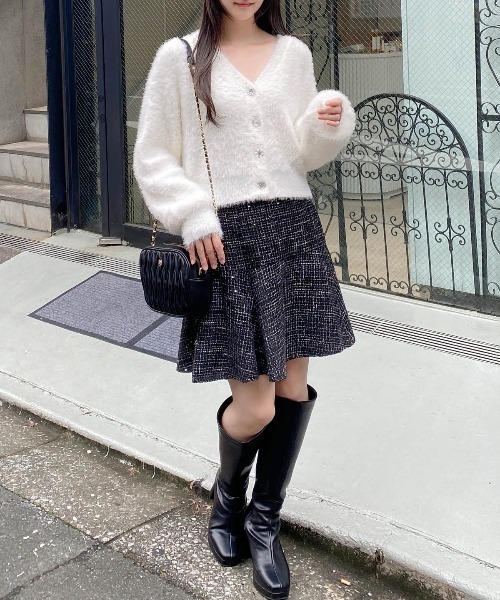 INGNI(イング)の「いろいろボタンVネックフェザーニットカーディガン(カーディガン/ボレロ・レディース・ライトグレー/ピンク/イエロー/アイボリー・M)」の9枚目の写真