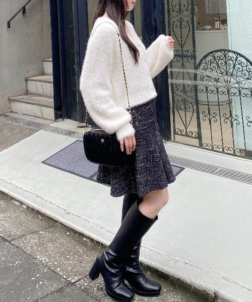 INGNI（イング）の「いろいろボタンVネックフェザーニットカーディガン