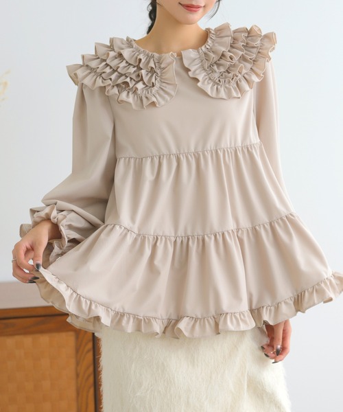 フリルカラーティアードブラウス（シャツ/ブラウス）｜MERAKI（メラキ  