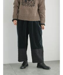 TSUHARU by Samansa Mos2 | 別珍裾切替刺繍パンツ(その他パンツ)