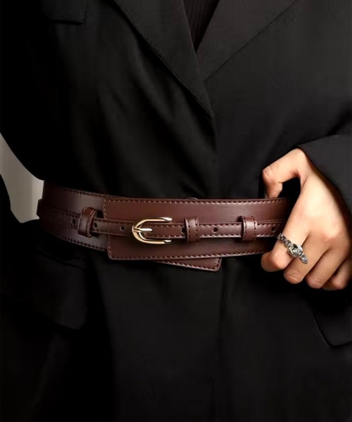 BARELY BLUE（ベアリーブルー）の「【 BARELY BLUE / ベアリーブルー 】 ウエスト マーク ワイド ベルト 2set（ベルト・レディース・ブラック/ブラウン・FREE）」の2枚目の写真