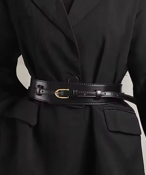 BARELY BLUE（ベアリーブルー）の「【 BARELY BLUE / ベアリーブルー 】 ウエスト マーク ワイド ベルト 2set（ベルト・レディース・ブラック/ブラウン・FREE）」の4枚目の写真