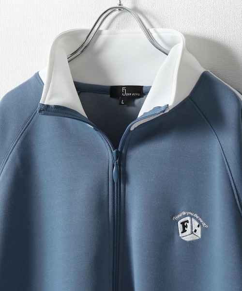 ZIP FIVE（ジップファイブ）の「【ZIP FIVE】 袖サイドライン ワンポイント 刺繍 トラックジャケット / ジャージ（ジャージ・レディース・ブルー/ホワイト/ホワイト×ブラック/ブラック・MEDIUM/LARGE）」の6枚目の写真