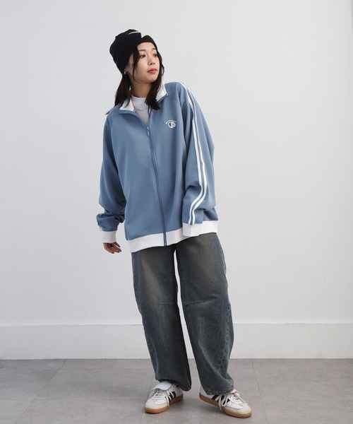 ZIP FIVE（ジップファイブ）の「【ZIP FIVE】 袖サイドライン ワンポイント 刺繍 トラックジャケット / ジャージ（ジャージ・レディース・ブルー/ホワイト/ホワイト×ブラック/ブラック・MEDIUM/LARGE）」の20枚目の写真