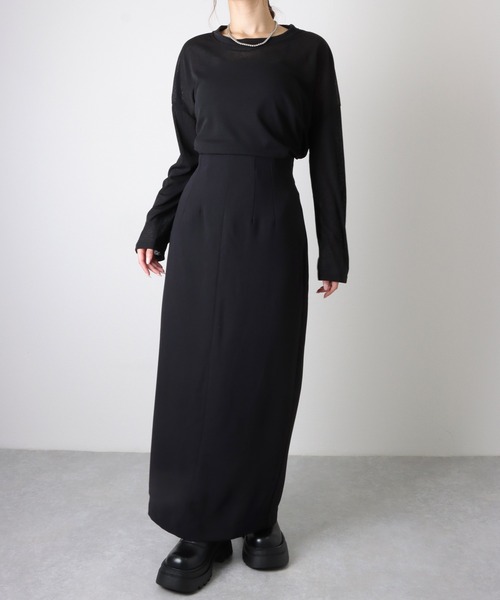 LAULEN(ローレン)の「drop shoulder sheer long Tee /ドロップショルダー ロング Tシャツ(Tシャツ/カットソー・レディース・ホワイト/ブラック・FREE)」の10枚目の写真