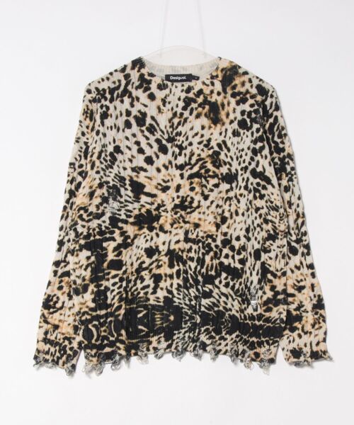 Desigual(デシグアル)の「JERSCOOL WESTERNPENA レオパードプリント ロングスリーブ(ニット/セーター・レディース・マルチ・M/S/XL/L/XS)」の6枚目の写真