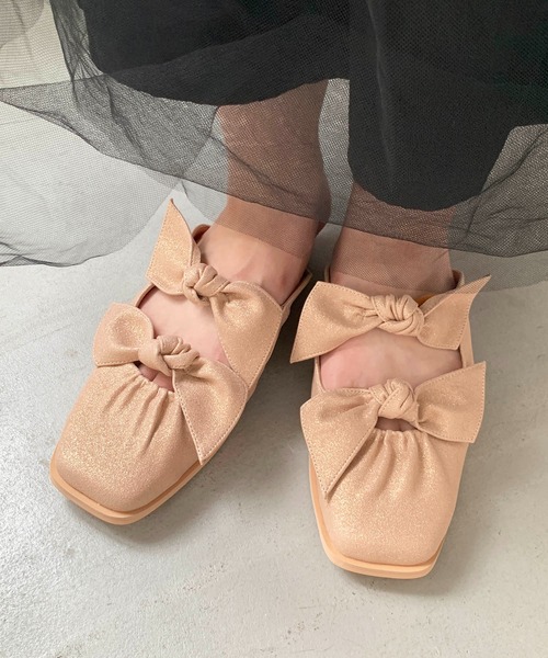 Casselini（キャセリーニ）の「Casselini(キャセリーニ)ボリュームリボンミュール（パンプス・レディース・ピンク/シルバー/ブラック・24.5cm/24cm/23.5cm/23cm）」の22枚目の写真