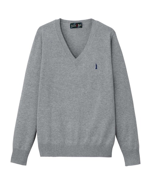 EASTBOY(イーストボーイ)の「セーター 綿 12G ニット 女子 制服 学生服 中学生 高校生 スクール(ニット/セーター・キッズ・ネイビー/ライトグレー/オフホワイト・9号/11号/13号)」の2枚目の写真