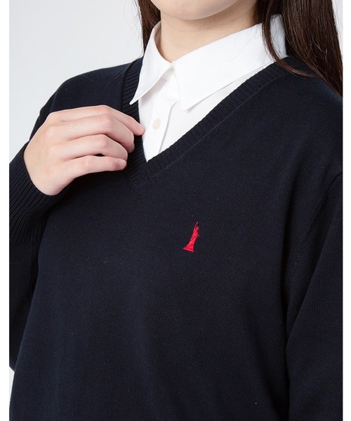 EASTBOY(イーストボーイ)の「セーター 綿 12G ニット 女子 制服 学生服 中学生 高校生 スクール(ニット/セーター・キッズ・ネイビー/ライトグレー/オフホワイト・9号/11号/13号)」の7枚目の写真