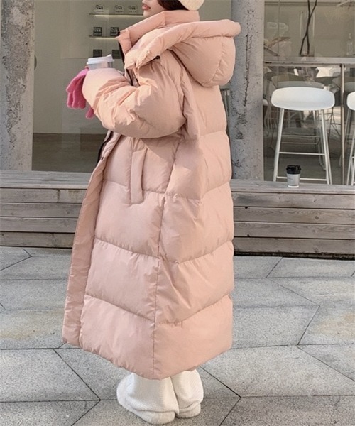 フード付きロングダウンコート（ダウンジャケット/コート）｜FREE