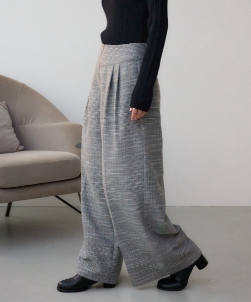 AZUL by moussy(アズールバイマウジー)の「コルセットワイドパンツ(スラックス・レディース・グレー/ブラック系その他/ブラック・MEDIUM/SMALL)」の1枚目の写真