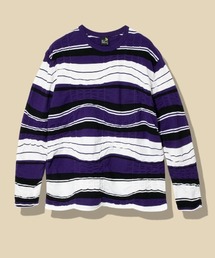 歪んだボーダーニット ロングスリーブ TEE