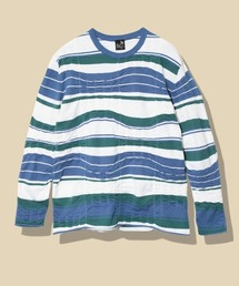 歪んだボーダーニット ロングスリーブ TEE