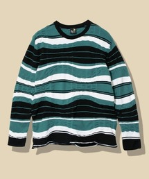 歪んだボーダーニット ロングスリーブ TEE