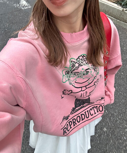 RePRODUCTION LABEL(リプロダクションレーベル)の「【RePRODUCTION LABEL / リプロダクションレーベル】セットインスウェット(Tシャツ/カットソー・レディース・アイボリー/ライム/ピンク/ネイビー/チャコールグレー・FREE)」の5枚目の写真