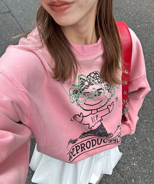 RePRODUCTION LABEL(リプロダクションレーベル)の「【RePRODUCTION LABEL / リプロダクションレーベル】セットインスウェット(Tシャツ/カットソー・レディース・アイボリー/ライム/ピンク/ネイビー/チャコールグレー・FREE)」の16枚目の写真