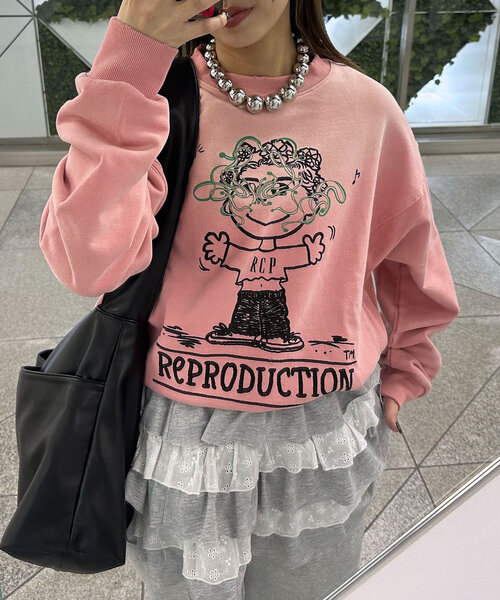 RePRODUCTION LABEL(リプロダクションレーベル)の「【RePRODUCTION LABEL / リプロダクションレーベル】セットインスウェット(Tシャツ/カットソー・レディース・アイボリー/ライム/ピンク/ネイビー/チャコールグレー・FREE)」の17枚目の写真