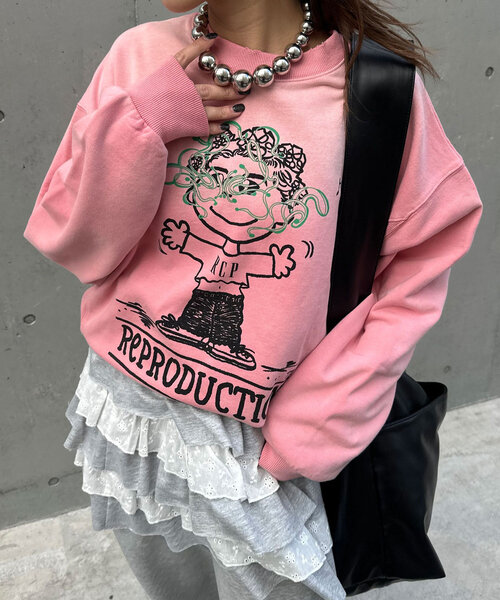 RePRODUCTION LABEL(リプロダクションレーベル)の「【RePRODUCTION LABEL / リプロダクションレーベル】セットインスウェット(Tシャツ/カットソー・レディース・アイボリー/ライム/ピンク/ネイビー/チャコールグレー・FREE)」の18枚目の写真