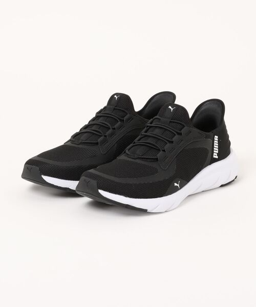 PUMA(プーマ)の「PUMA プーマ SOFTRIDE FLEX LACE EASE IN ALT WD【軽量】メンズスニーカー(ソフトライドフレックスレースイーズインALTワイド) 311996 01 ブラック/ホワイト(スニーカー・メンズ・ブラック・30.0cm/29.0cm/28.0cm/27.5cm/27.0cm/26.5cm/26.0cm/25.5cm)」の1枚目の写真