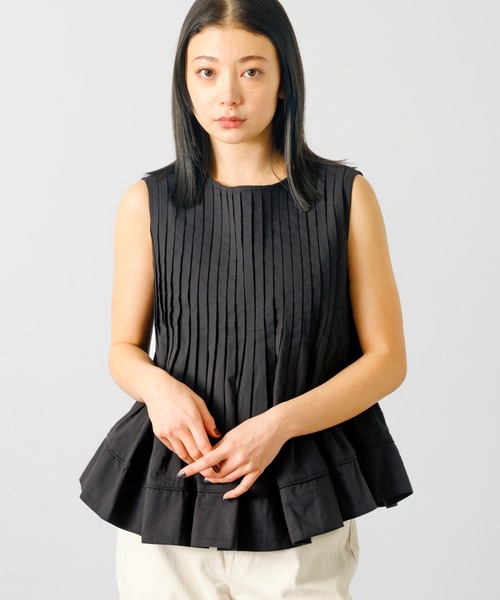MICA&DEAL(マイカ&ディール)の「【MICA&DEAL/マイカアンドディール】ノースリーブピンタックブラウス タック/リボン/ノースリーブ【WEB限定】(シャツ/ブラウス・レディース・ブラック/ホワイト・フリー)」の3枚目の写真