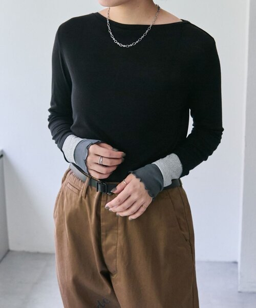 ear PAPILLONNER(イアパピヨネ)の「袖メロウカットソー【SUM1 STYLE(スミスタイル)】(Tシャツ/カットソー・レディース・ブラック/ブルー系その他/グレー/ホワイト/ミント・FREE)」の3枚目の写真