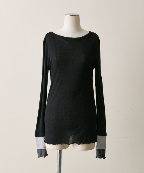 ☆イアパピヨネ・袖メロウカットソー・トレンド・重ね着 袖メロウカットソー【SUM1 STYLE(スミスタイル)】（Tシャツ