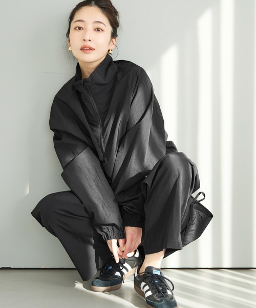 lan♡AKIRANAKA ブラック クロップドジャケット 新品 セール】【WEB限定セール】ナイロンクロップドアノラック（ナイロン