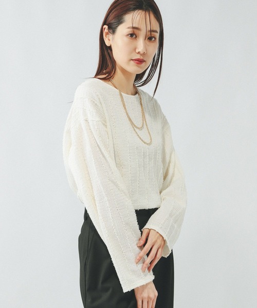 GLOBAL WORK(グローバルワーク)の「Beauteeジャガード/147627(Tシャツ/カットソー・レディース・アイボリー/ブラック/ライトイエロー・LARGE/MEDIUM)」の8枚目の写真