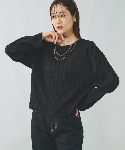 GLOBAL WORK(グローバルワーク)の「Beauteeジャガード/147627(Tシャツ/カットソー・レディース・アイボリー/ブラック/ライトイエロー・LARGE/MEDIUM)」の13枚目の写真