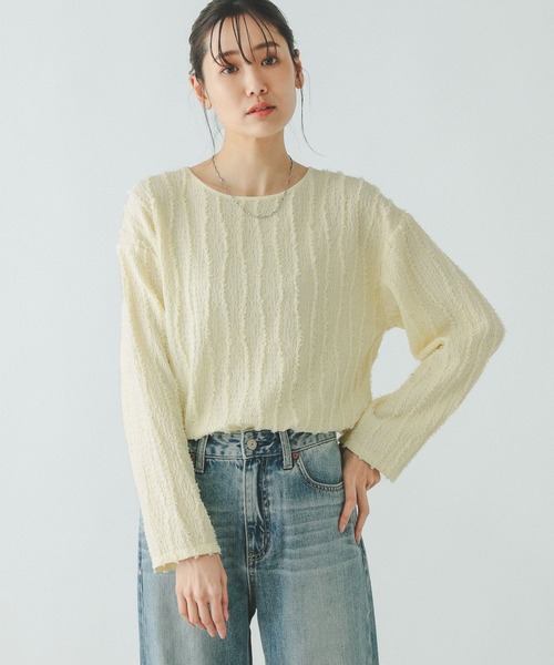 GLOBAL WORK(グローバルワーク)の「Beauteeジャガード/147627(Tシャツ/カットソー・レディース・アイボリー/ブラック/ライトイエロー・LARGE/MEDIUM)」の17枚目の写真
