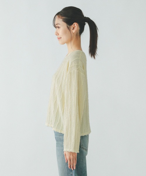GLOBAL WORK(グローバルワーク)の「Beauteeジャガード/147627(Tシャツ/カットソー・レディース・アイボリー/ブラック/ライトイエロー・LARGE/MEDIUM)」の20枚目の写真