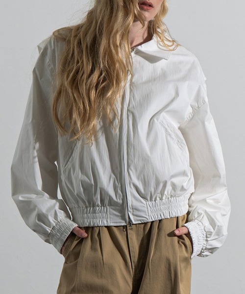 PLACE STUDIO（プレイススタジオ）の「PLACE STUDIO／OVERFITコットンジャケット（ブルゾン・レディース・ブラック/ホワイト・FREE）」の6枚目の写真