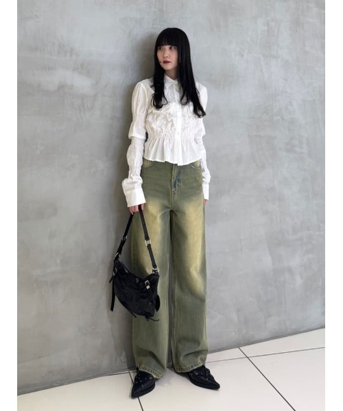 RANDOM SHIRRING TOPS ランダム シャーリング トップス(シャツ RANDOM SHIRRING TOPS ランダム シャーリング トップス(シャツ