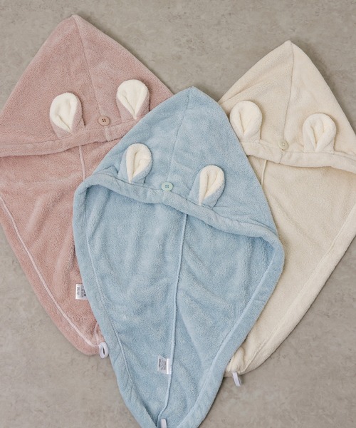 Monocoro toppi（モノコロトッピ）の「くま耳付き ヘアドライキャップ（その他ルームウェア・レディース・ブルー/アイボリー/ピンク・フリー）」の4枚目の写真