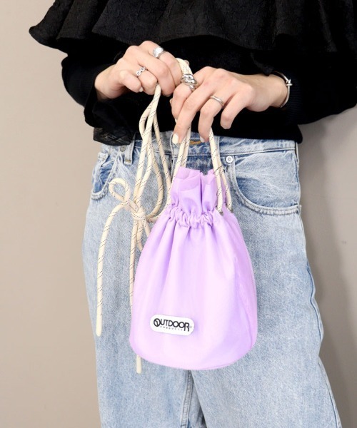 OUTDOOR PRODUCTS（アウトドアプロダクツ）の「【OUTDOOR PRODUCTS】巾着バッグ [151101]（ハンドバッグ・レディース・ベージュ/ブラック/パープル・F）」の3枚目の写真