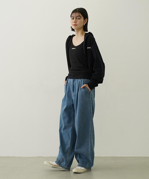コラボ ミルクフェド MILKFED. オーシャンパシフィック ラッフルチュニック 103252013006 SU25 MILKFED.×OP RUFFLE TUNIC 半袖 Ocean Pacific WHITE 正規取扱店 Ocean Pacific ラッシュガード MILKFED. × OP RUFFLE TUNIC