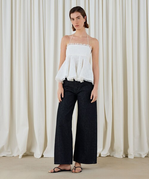 DES PRES(デ・プレ)の「ブラックデニム ラウンドパンツ(デニムパンツ・レディース・ブラック・36/34/32)」の2枚目の写真