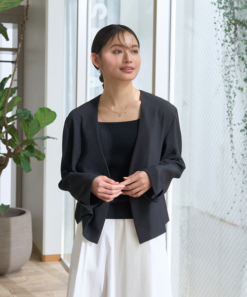 Rouge vif（ルージュヴィフ）の「スクエアネックリブタンクトップ（タンクトップ・レディース・オフホワイト/ブラック/ベージュ・フリー）」の12枚目の写真