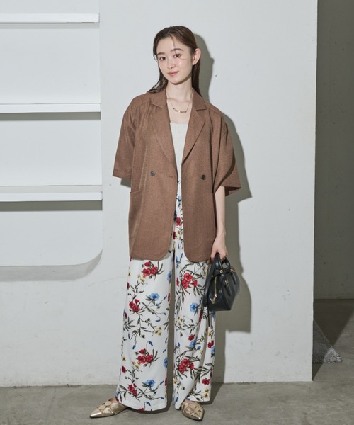 Shelly island（シェリーアイランド）の「バックスリット半袖テラードジャケット（テーラードジャケット・レディース・ブラック/ブラウン・FREE）」の6枚目の写真