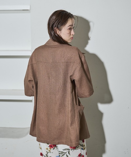 Shelly island（シェリーアイランド）の「バックスリット半袖テラードジャケット（テーラードジャケット・レディース・ブラック/ブラウン・FREE）」の5枚目の写真