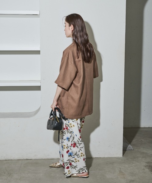 Shelly island（シェリーアイランド）の「バックスリット半袖テラードジャケット（テーラードジャケット・レディース・ブラック/ブラウン・FREE）」の7枚目の写真